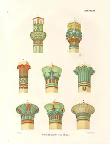 Illustration of various types of capitals, drawn by the Egyptologist Karl Richard Lepsius