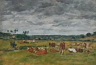 Eugène Boudin, Landscape with Cows (1881)