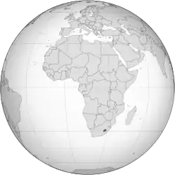 Location of Lesotho (dark green)