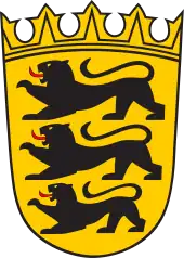 Lesser coat of arms of Baden-Württemberg with a local form of Laubkrone.