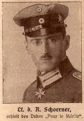 Lieutenant Ferdinand Schoerner with the Pour le Mérite