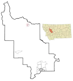 Location of Augusta, Montana