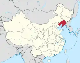 Map showing the location of Liaoning Province