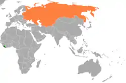 Map indicating locations of Liberia and Soviet Union