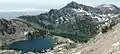 Liberty, Favre, and Castle lakes.Lake Peak right of center with parent Wines Peak in upper right corner.