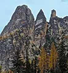 Liberty Bell Mountain (left), Concord Tower, Lexington Tower (right) from west