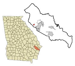 Location in Liberty County and the state of Georgia