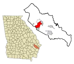 Location in Liberty County and the state of Georgia