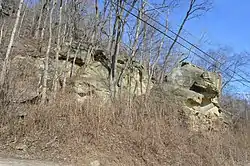 Outcrops of stone on Lick Creek Road