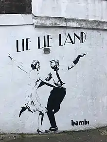 Lie Lie Land by female street artist Bambi in Islington, London.