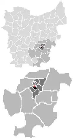Localisation of Egem, the sub-municipality of Bambrugge, the community of Erpe-Mere and the arrondissement of Aalst in the province of East-Flanders.