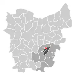 Localisation of Erondegem in the community of Erpe-Mere in the arrondissement of Aalst in the province of East-Flanders.