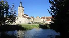 The church and surroundings in Lignerolles