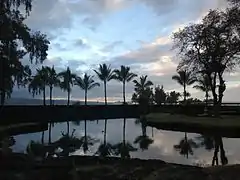 Sunset over Hilo from Liliu'okalani Park in Hilo