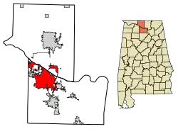 Location in Limestone County and Morgan County, Alabama