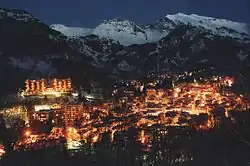 Limone Piemonte in winter, at sunset