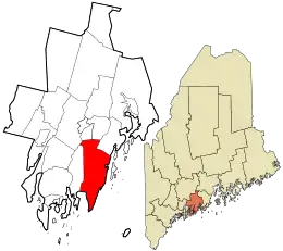 Location in Lincoln County and the state of Maine.