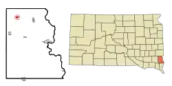 Location in Lincoln County and the state of South Dakota