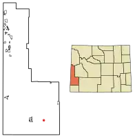 Location of Opal in Lincoln County, Wyoming.