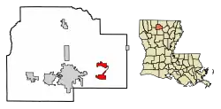 Location of Choudrant in Lincoln Parish, Louisiana.