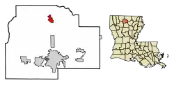 Location of Dubach in Lincoln Parish, Louisiana.