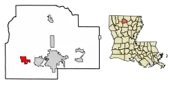 Location of Simsboro in Lincoln Parish, Louisiana.