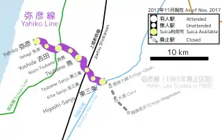 Yoshida Station is located in JR Yahiko Line