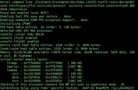 Image 1Boot messages of a Linux kernel 2.6.25.17 (from Linux kernel)