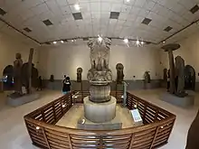 Inside view of the Sarnath Museum, with the Lion Capital of Ashoka at the center, and the Bala Bodhisattva to the left.