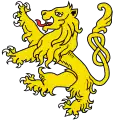 Lion or armed argent, langued gules, tail nowed