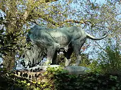 One of the two bronze lions in the Jardin des Plantes, Paris