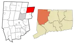 Barkhamsted's location within Litchfield County and Connecticut