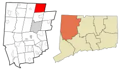 Colebrook's location within Litchfield County and Connecticut