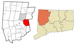 Harwinton's location within Litchfield County and Connecticut