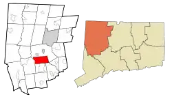Morris' location within Litchfield County and Connecticut