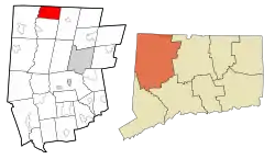 North Canaan's location within Litchfield County and Connecticut