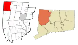 Salisbury's location within Litchfield County and Connecticut