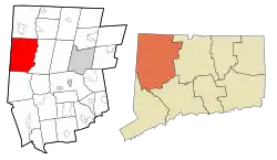Sharon's location within Litchfield County and Connecticut