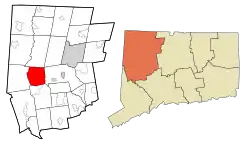 Warren's location within Litchfield County and Connecticut