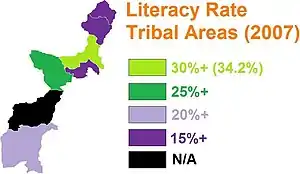 Literacy Map, Khyber Highest, Source: