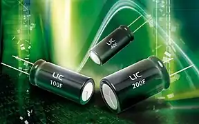 Radial (single ended) style of lithium ion capacitors for high energy density