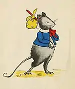 Cartoon mouse with a knapsack over his shoulder