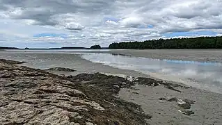 The looking out toward the mouth of the river at Casco Bay