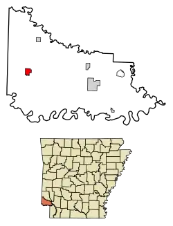 Location of Foreman in Little River County, Arkansas.