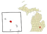 Map of Livingston County highlighting City of Howell (County seat) in red.