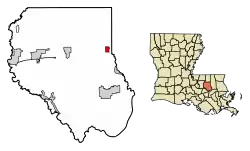 Location of Albany in Livingston Parish, Louisiana.