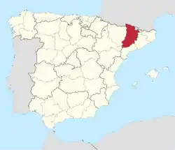 Map of Spain with the Province of Lleida highlighted