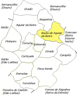 Location of Souto de Aguiar da Beira in Aguiar da Beira Municipality