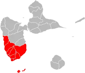 Location of Grand Sud Caraïbe within the department