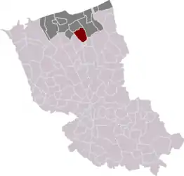 Location of Coudekerque-Village in the arrondissement of Dunkirk